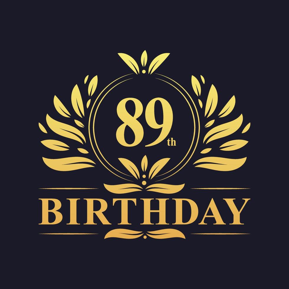 Luxury 89th Birthday Logo, 89 years celebration. vector