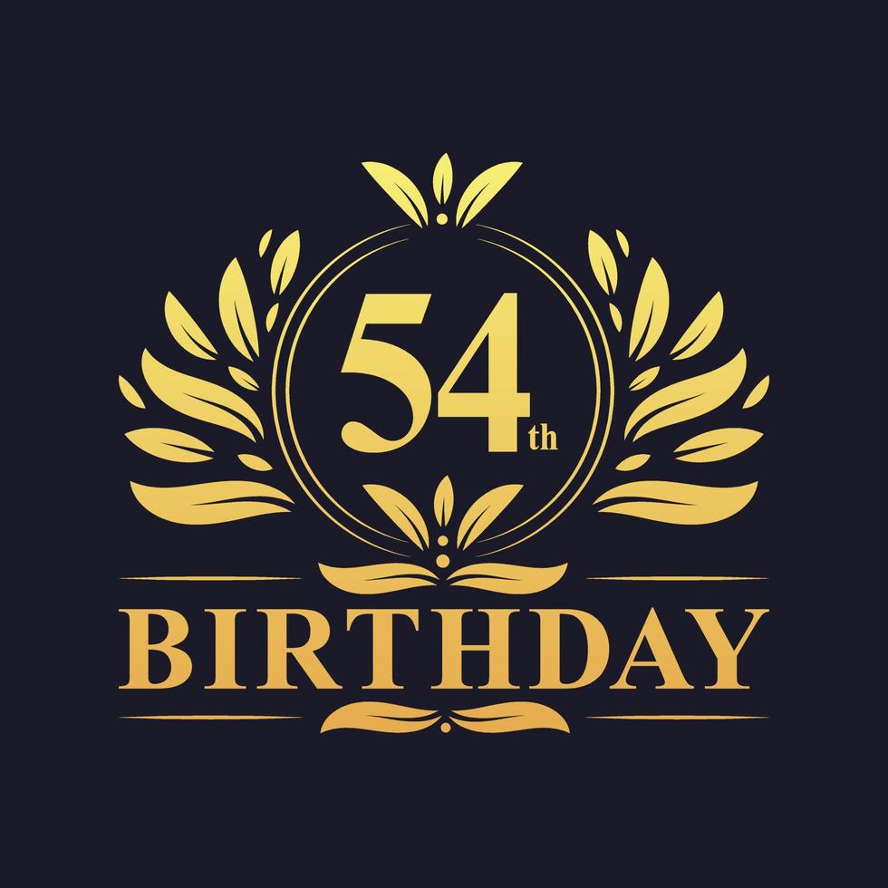 Luxury 54th Birthday Logo, 54 years celebration. vector