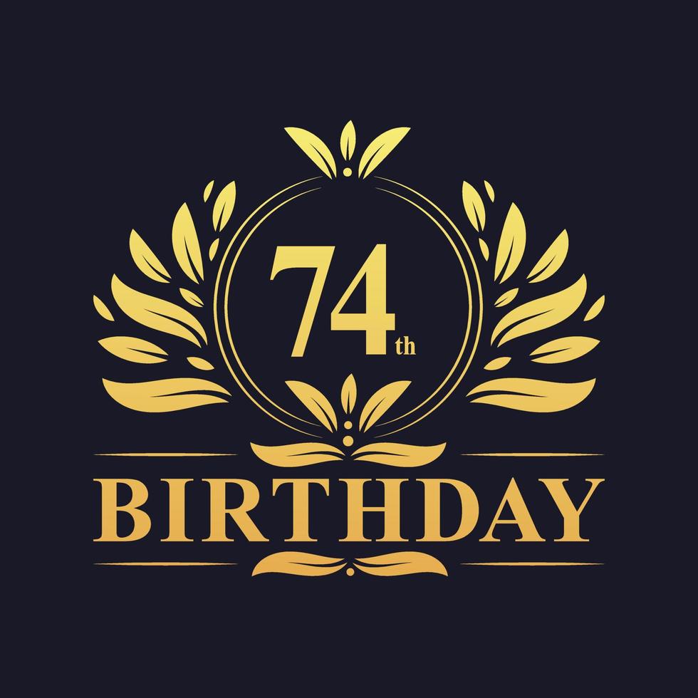 Luxury 74th Birthday Logo, 74 years celebration. vector