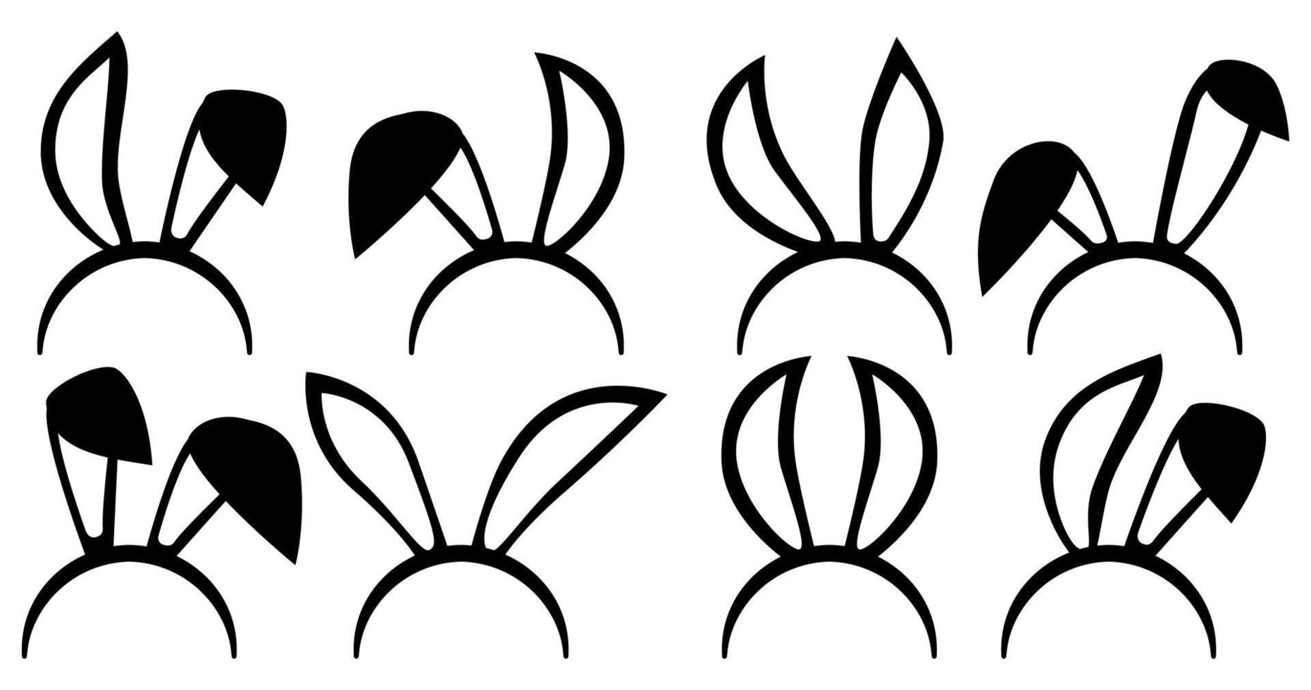 Bunny Ears collection. Easter rabbit ear spring hat set isolated vector