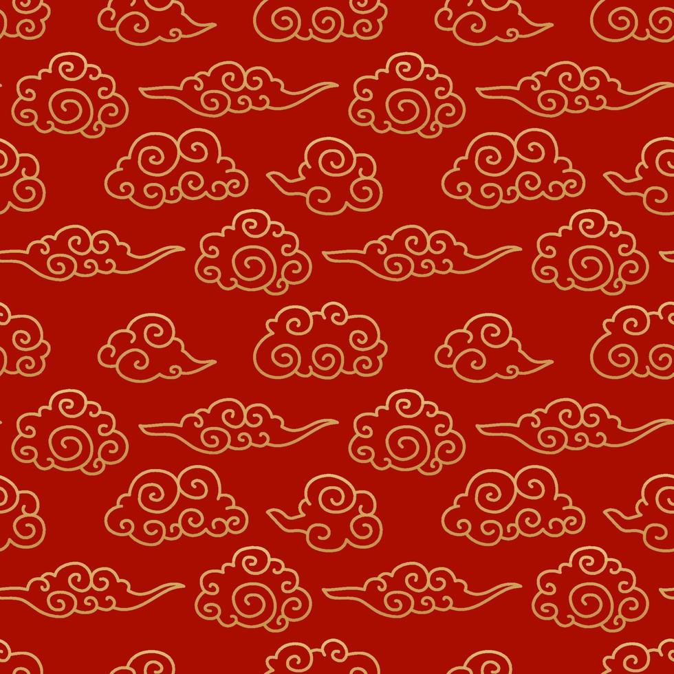 Chinese traditional clouds seamless pattern. Oriental ornament background vector