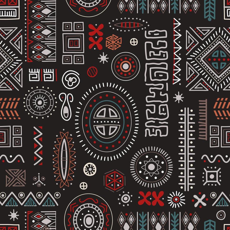 patrón de decoración de arte africano formas geométricas tribales fondo transparente. vector