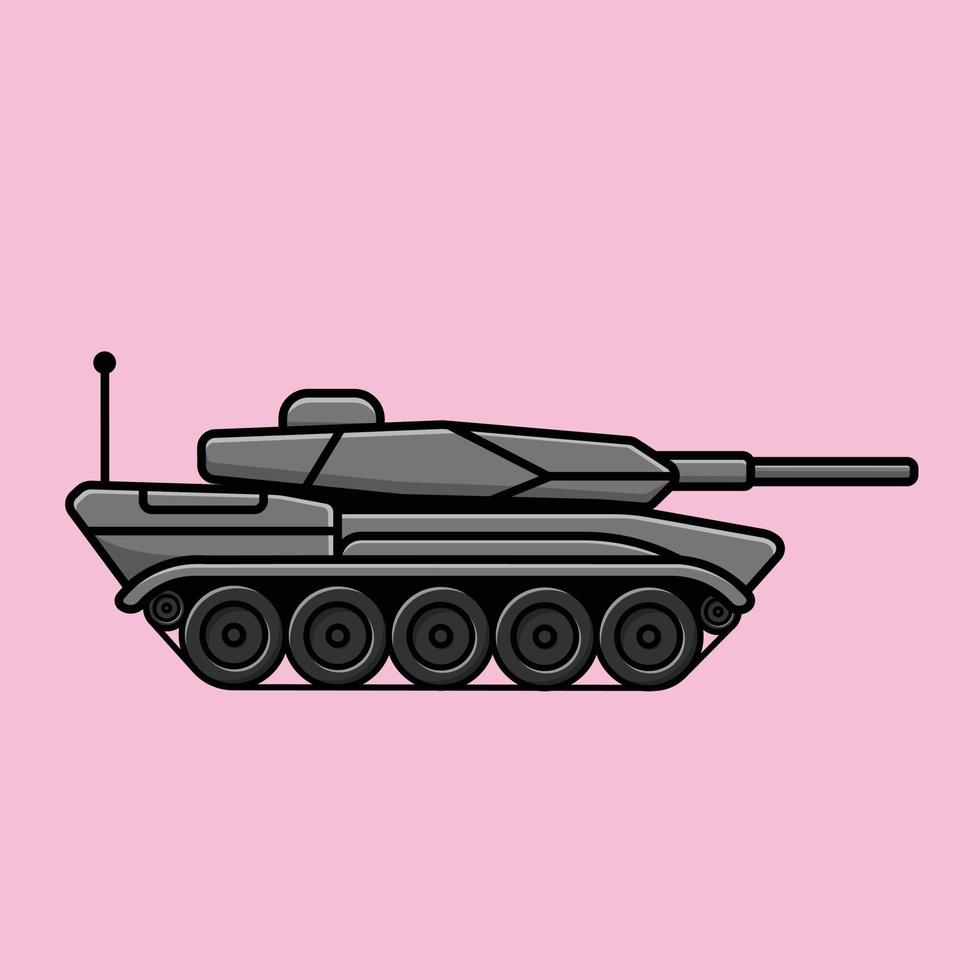 Ilustración de icono de vector de dibujos animados de vehículo tanque. concepto de icono de transporte militar vector premium aislado