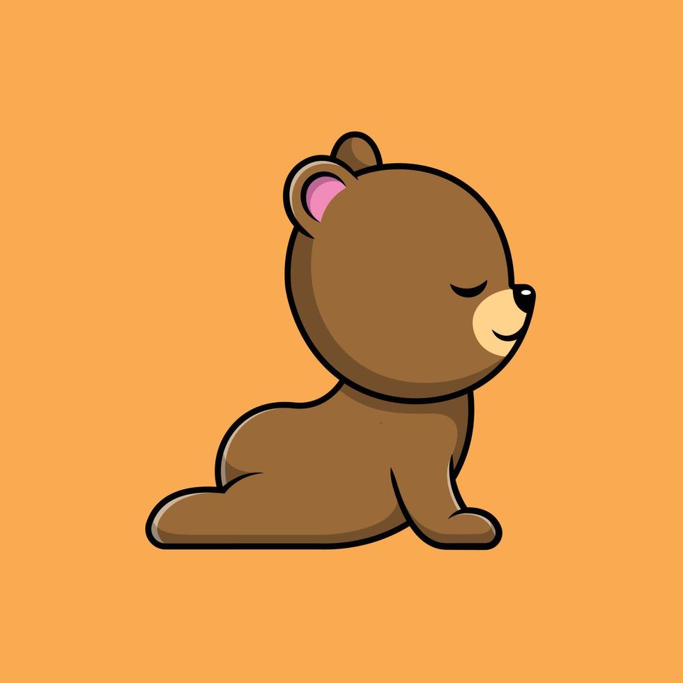 Cute Bear Streching Cartoon Vector Icon Illustration. Animal Icon Concept Isolated Premium Vector