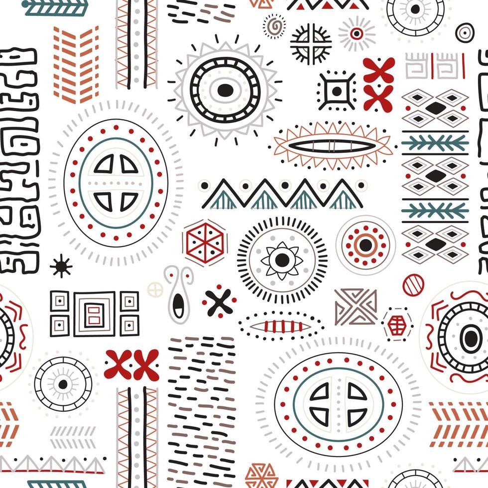 African art decoration pattern tribal geometric shapes seamless background. vector