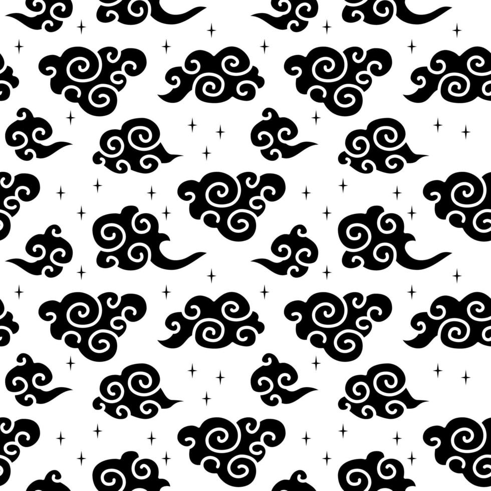 Chinese traditional clouds seamless pattern. Oriental ornament background vector