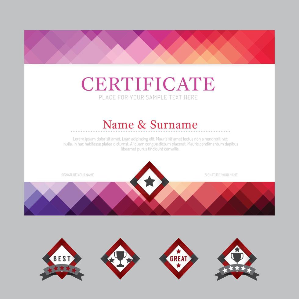 Certificate template layout background frame design vector. modern flat art style vector