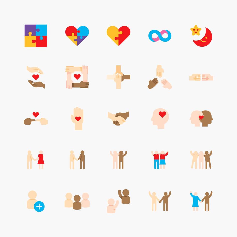 conjunto de iconos de color plano del logotipo de amistad. icono de amigo social. vectores de diseño sencillo