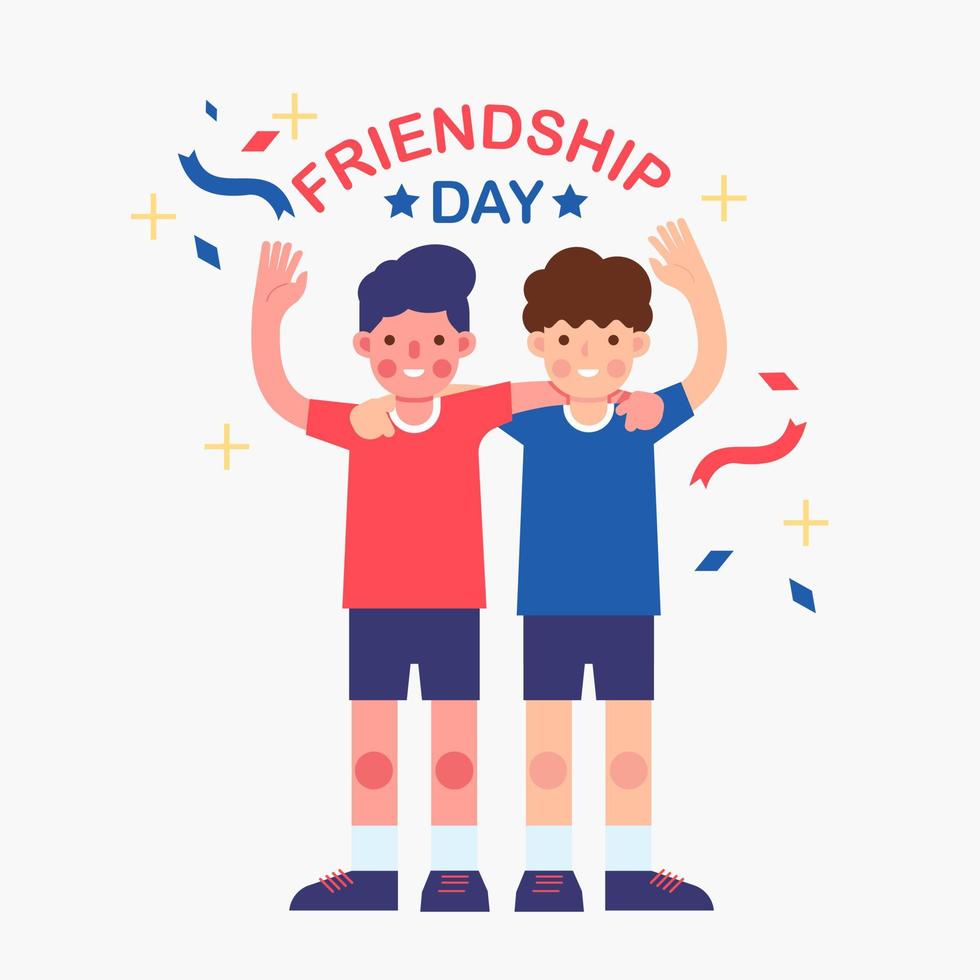 Happy friendship day kid flat color. social friend. vector illustration