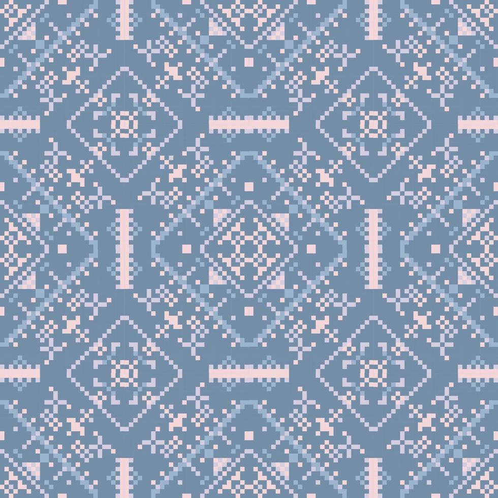 patrón étnico pastel con píxel y cuadrado geométrico sin costuras para patrón de tela vector