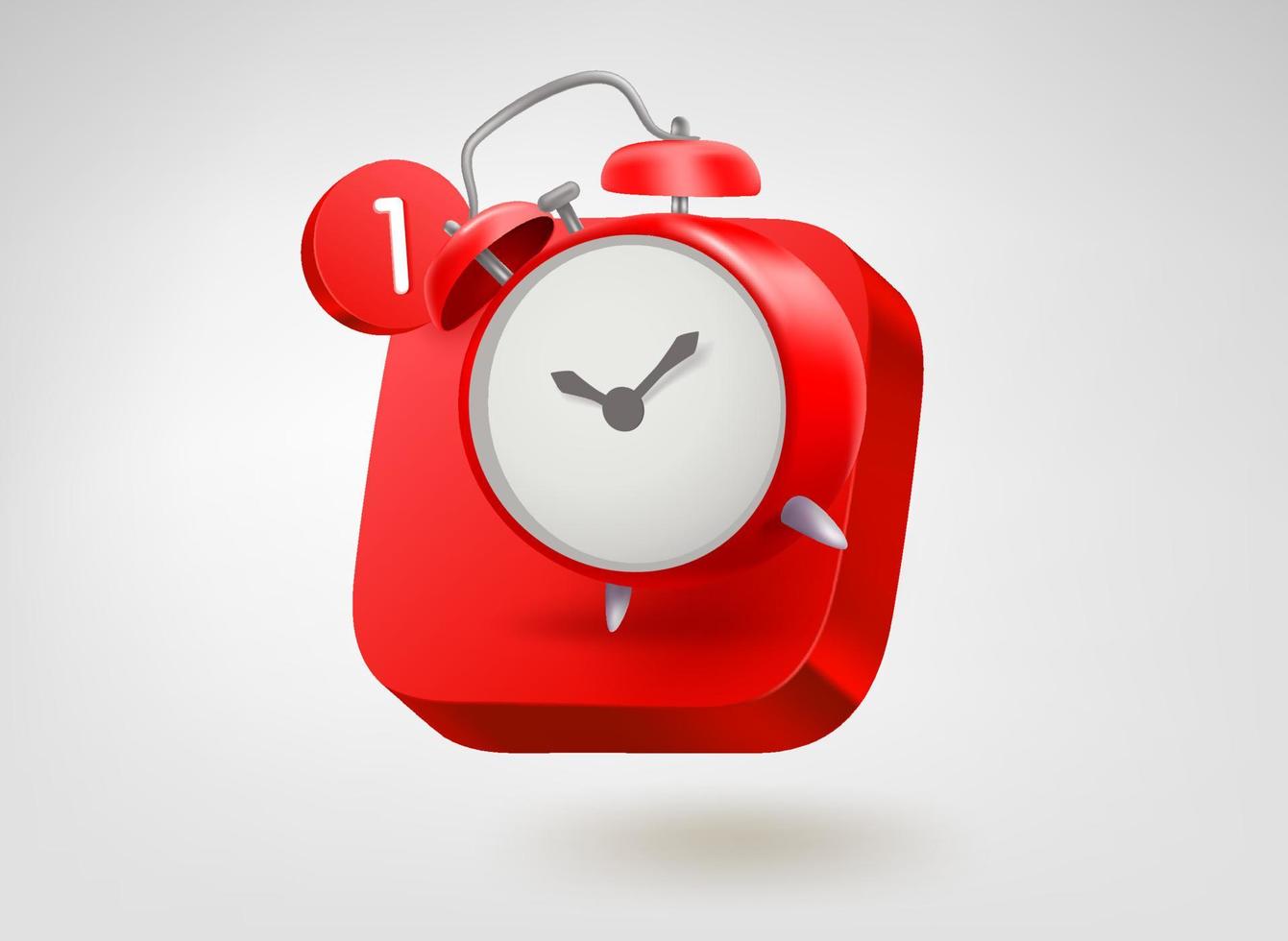 Red alarm clock button. 3d vector mobile application icon 8715506