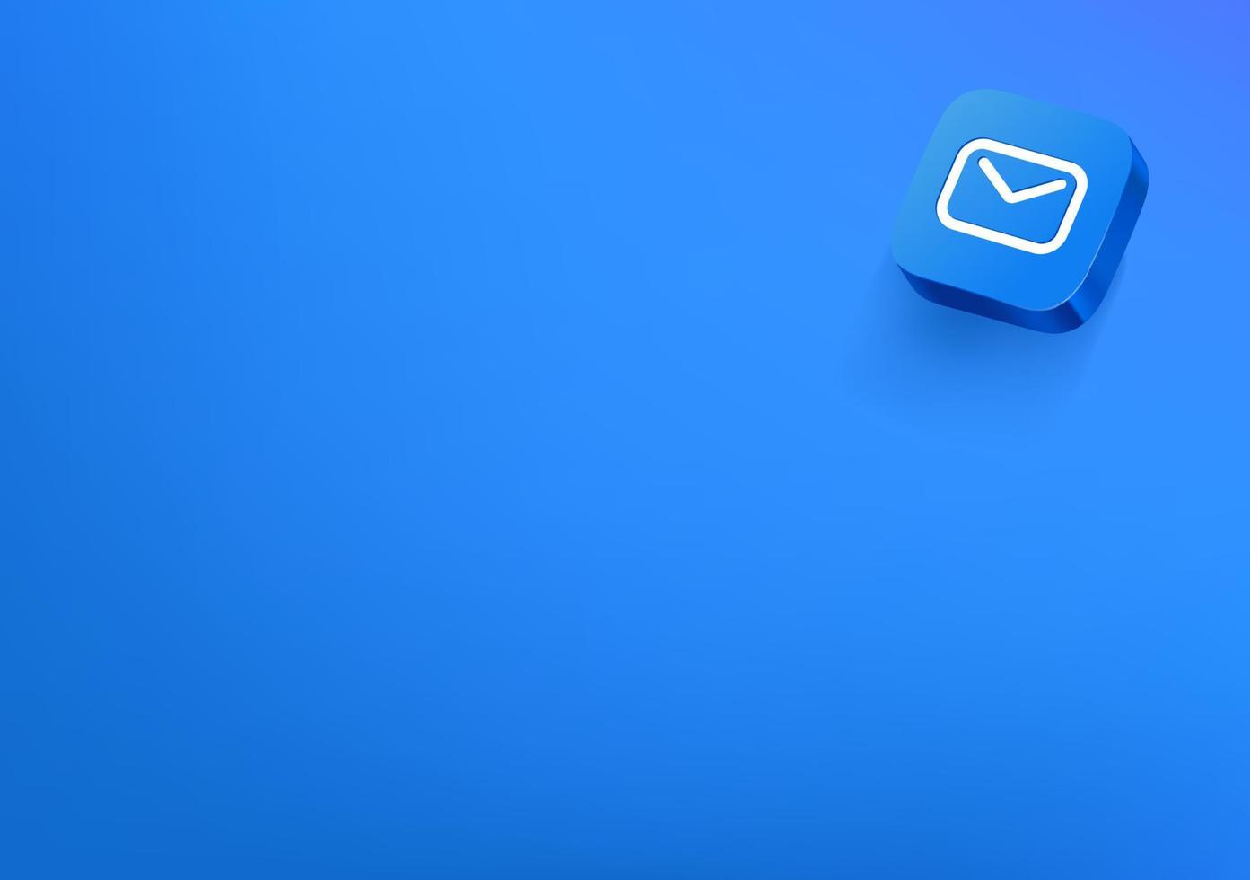 Vector wallpaper with blue button. Sending email concept. 3d vector background with copy space