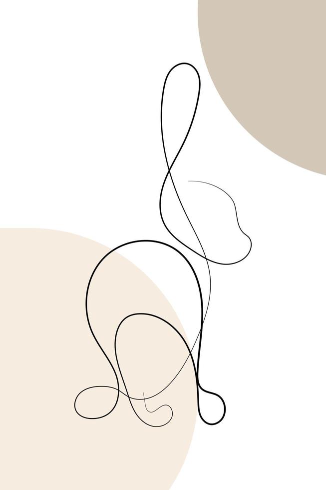The silhouette of a rabbit in the style of one line on an abstract background. vector