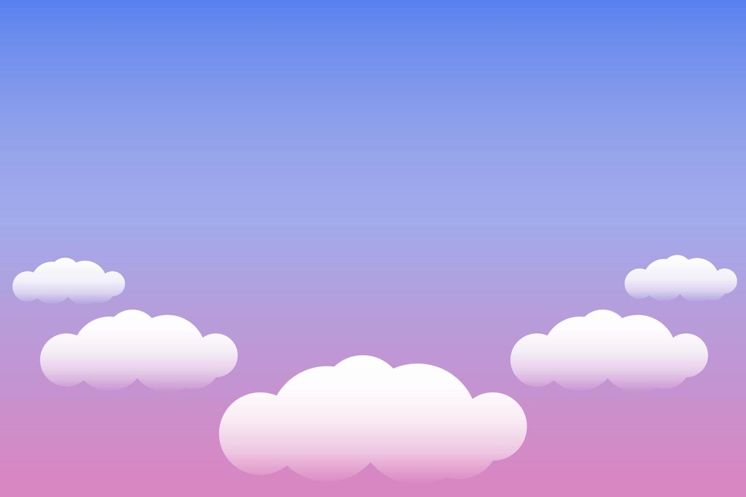 ilustración de cielo con nubes y degradado rosa y azul. cielo al amanecer vector