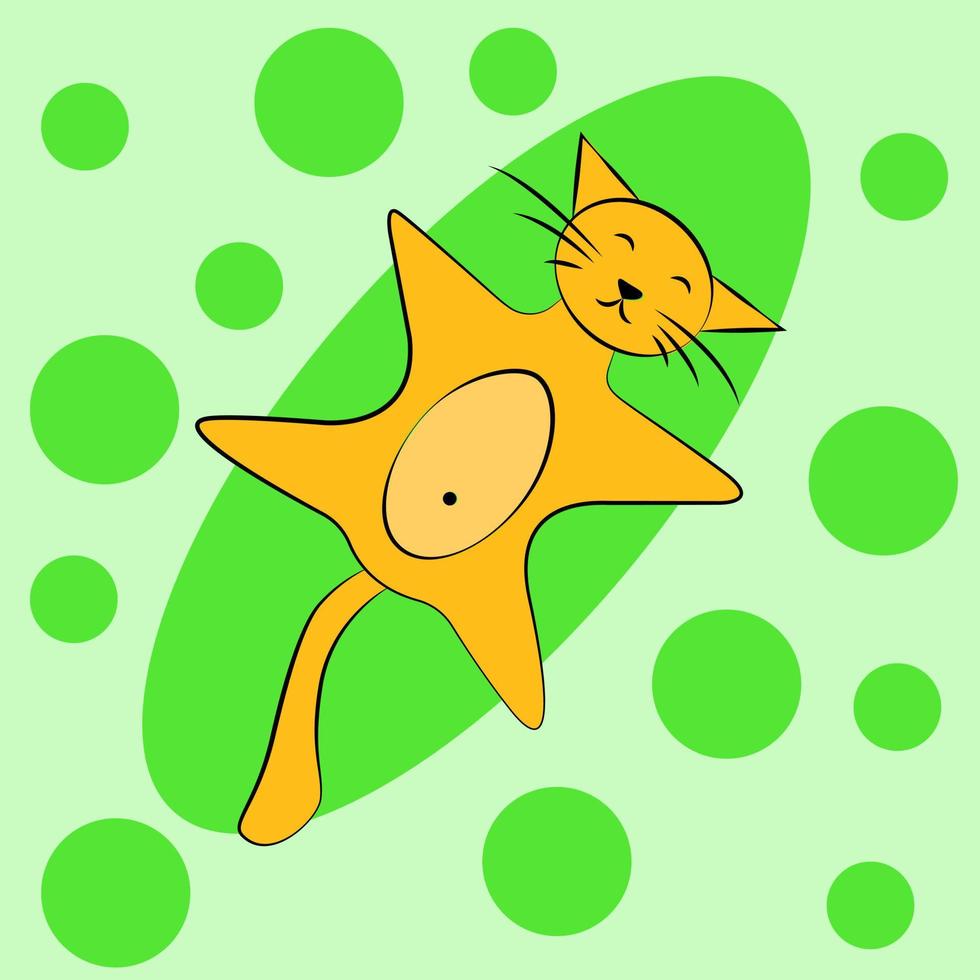 lying cat on the grass vector