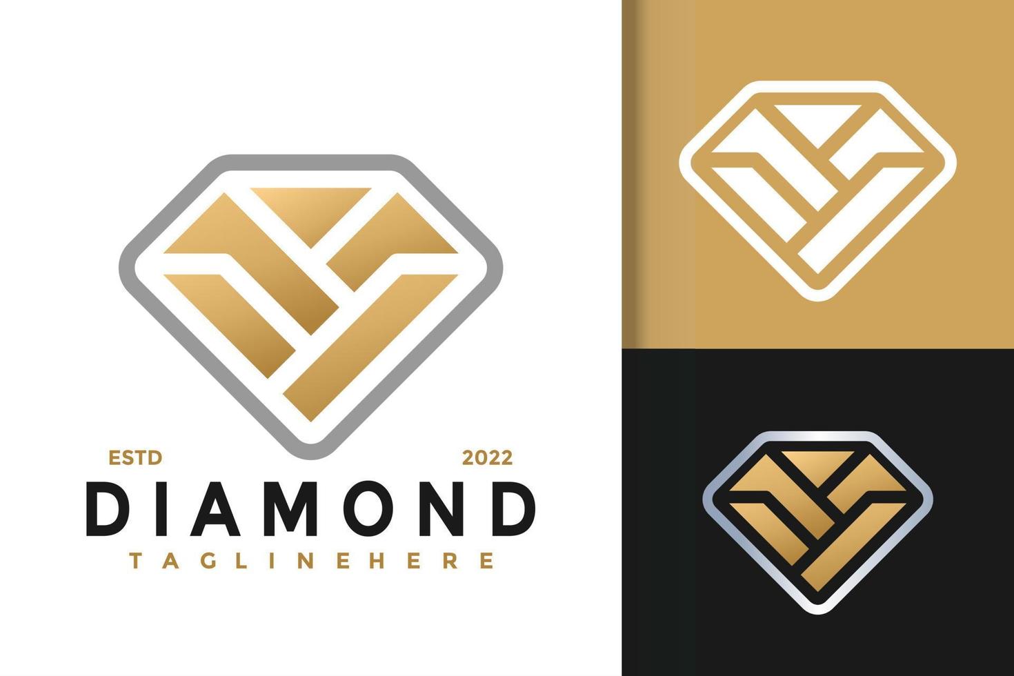 plantilla de vector de diseño de logotipo elegante moderno de diamante de lujo