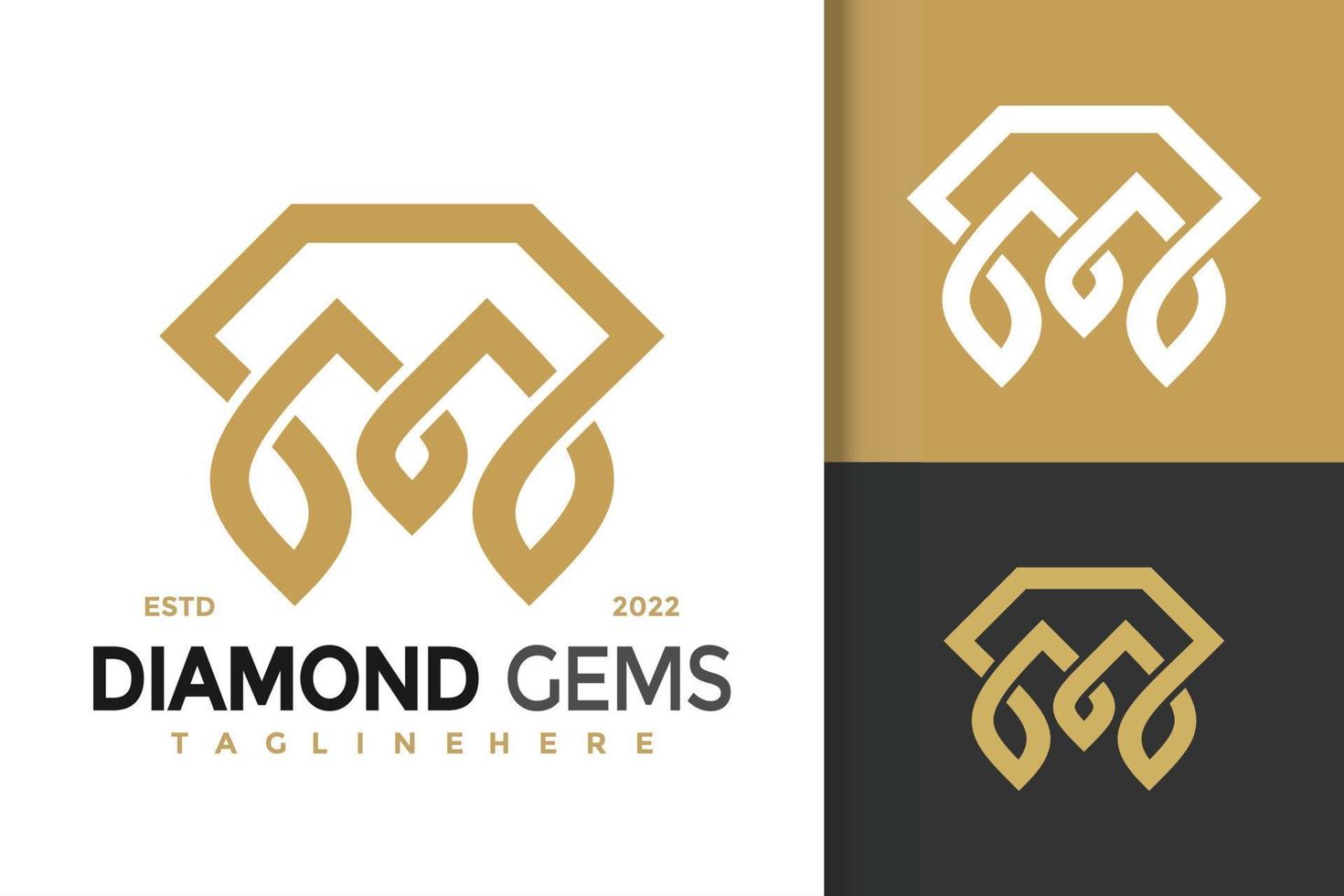 letra m gemas de diamantes elegante plantilla de vector de diseño de logotipo moderno