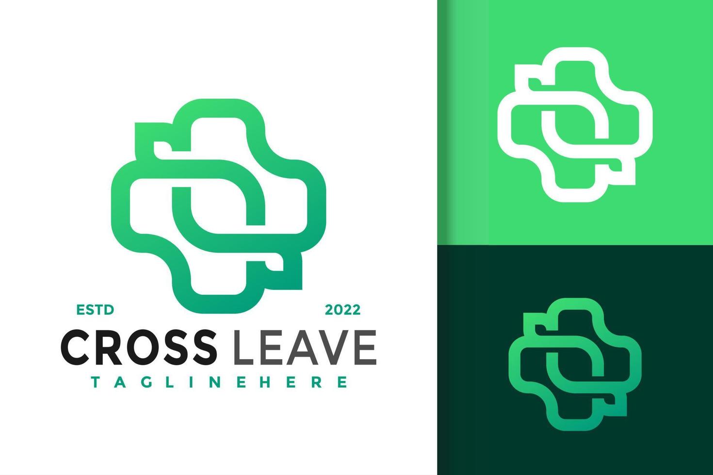 Cross Leaf Medical Elegant Modern Logo Design  Vector Template