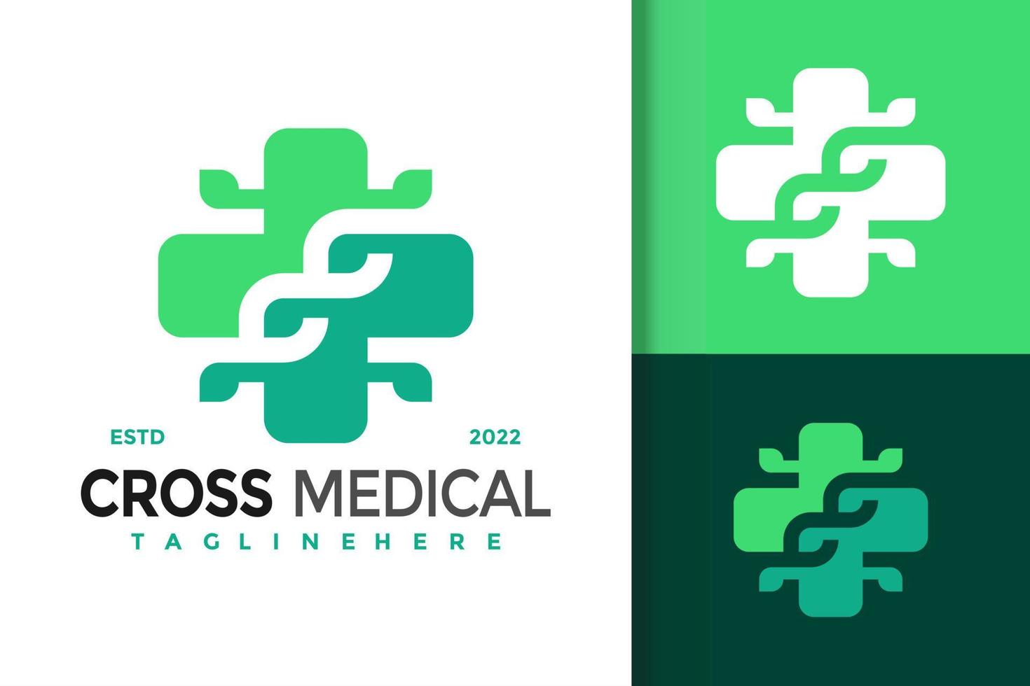 plantilla de vector de diseño de logotipo moderno elegante médico cruzado