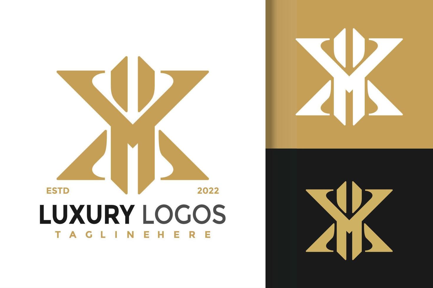 letra m o x plantilla de vector de diseño de logotipo moderno elegante de lujo