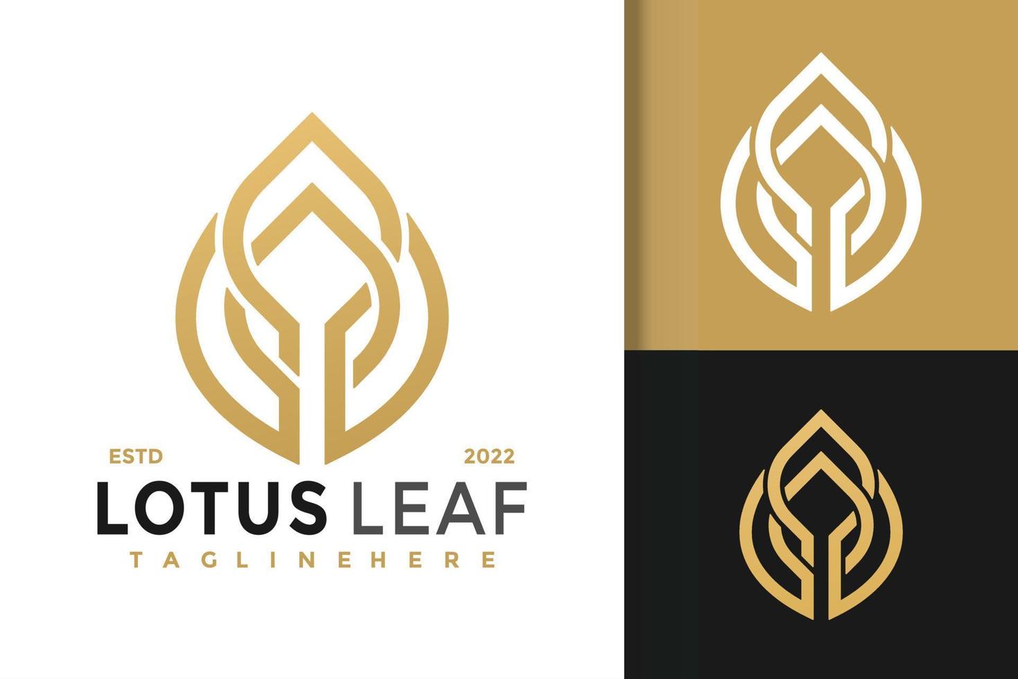 plantilla de vector de diseño de logotipo moderno de hoja de loto de belleza