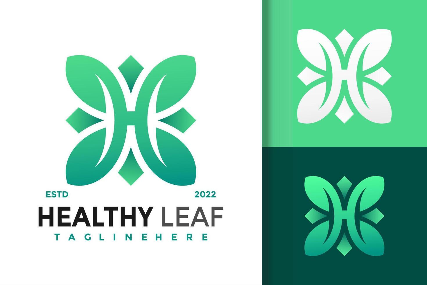 Letter H Healthy Leaf Modern Logo Design  Vector Template