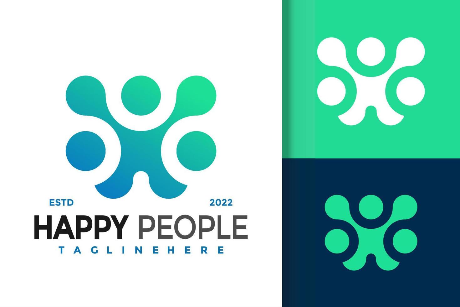 Happy People Dot Modern Logo Design  Vector Template