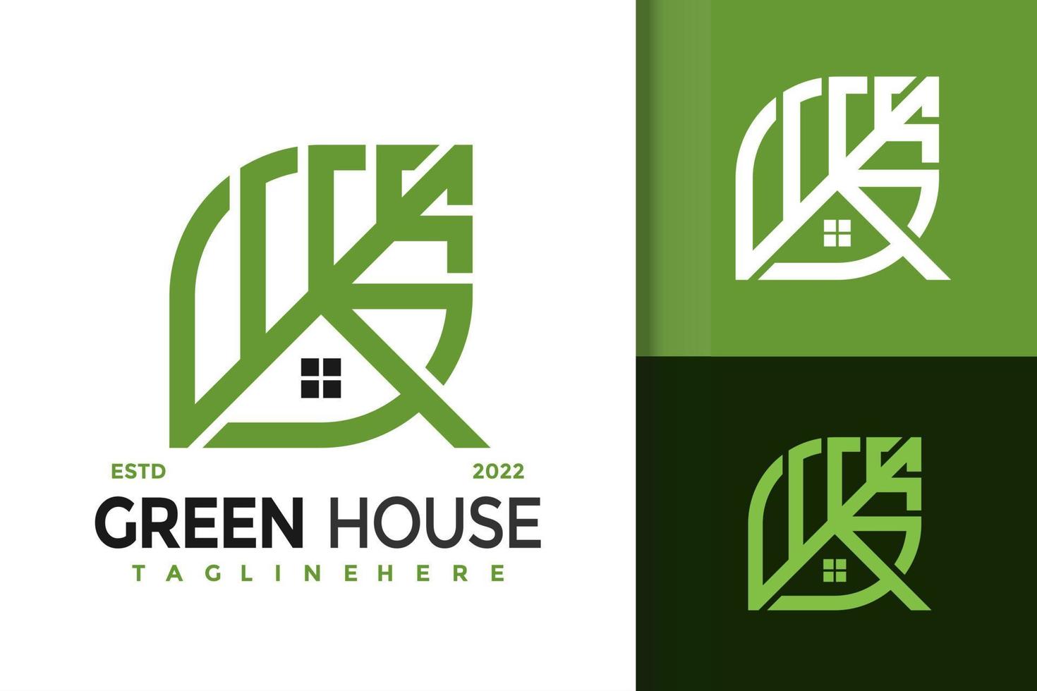 Green House Creative Modern Elegant Logo Design  Vector Template