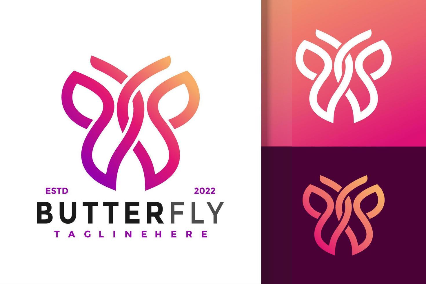 línea de mariposa elegante plantilla de vector de diseño de logotipo moderno