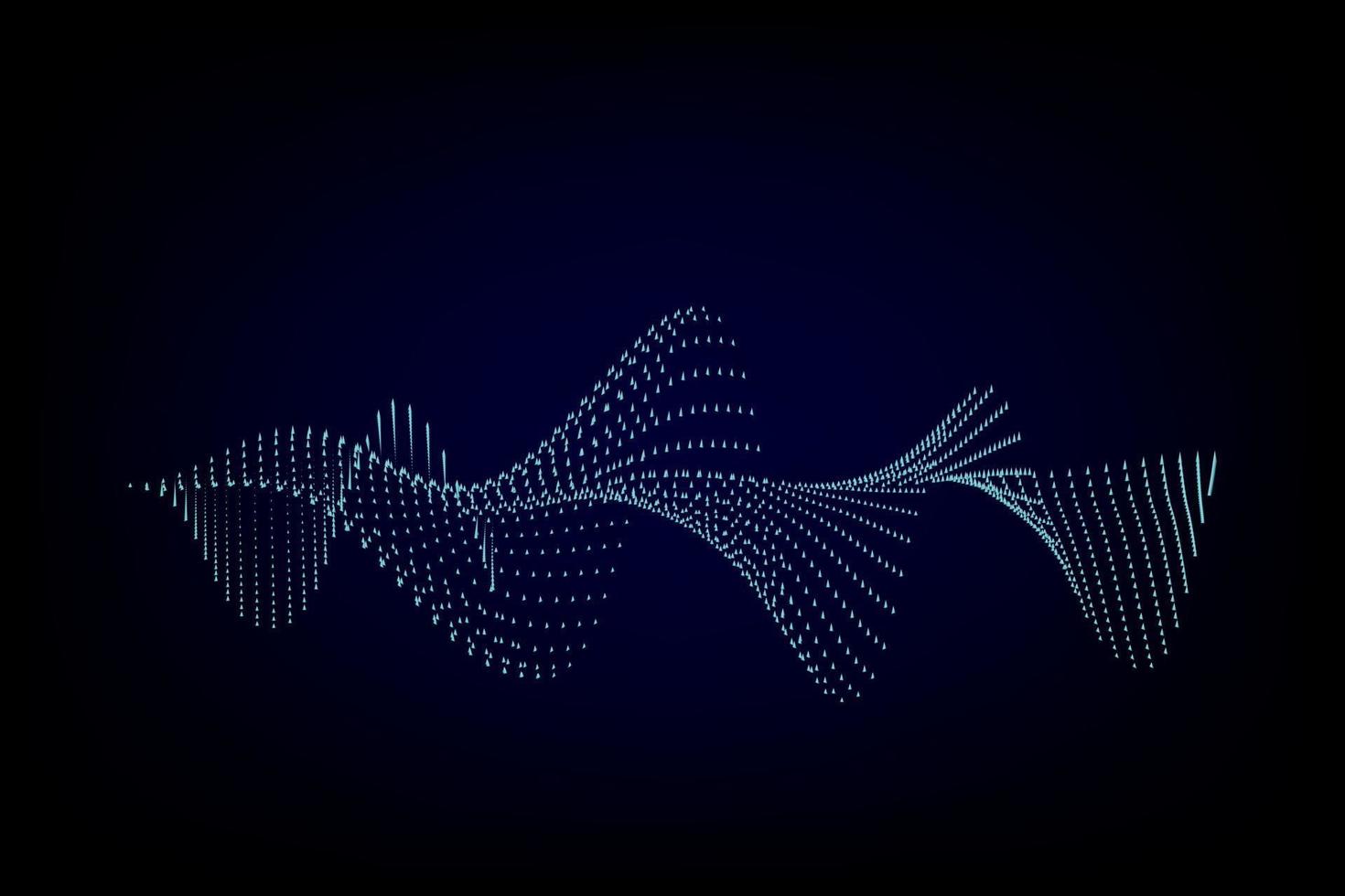 Sound wave illustration on a dark background. Abstract blue digital equalizer indicators. vector