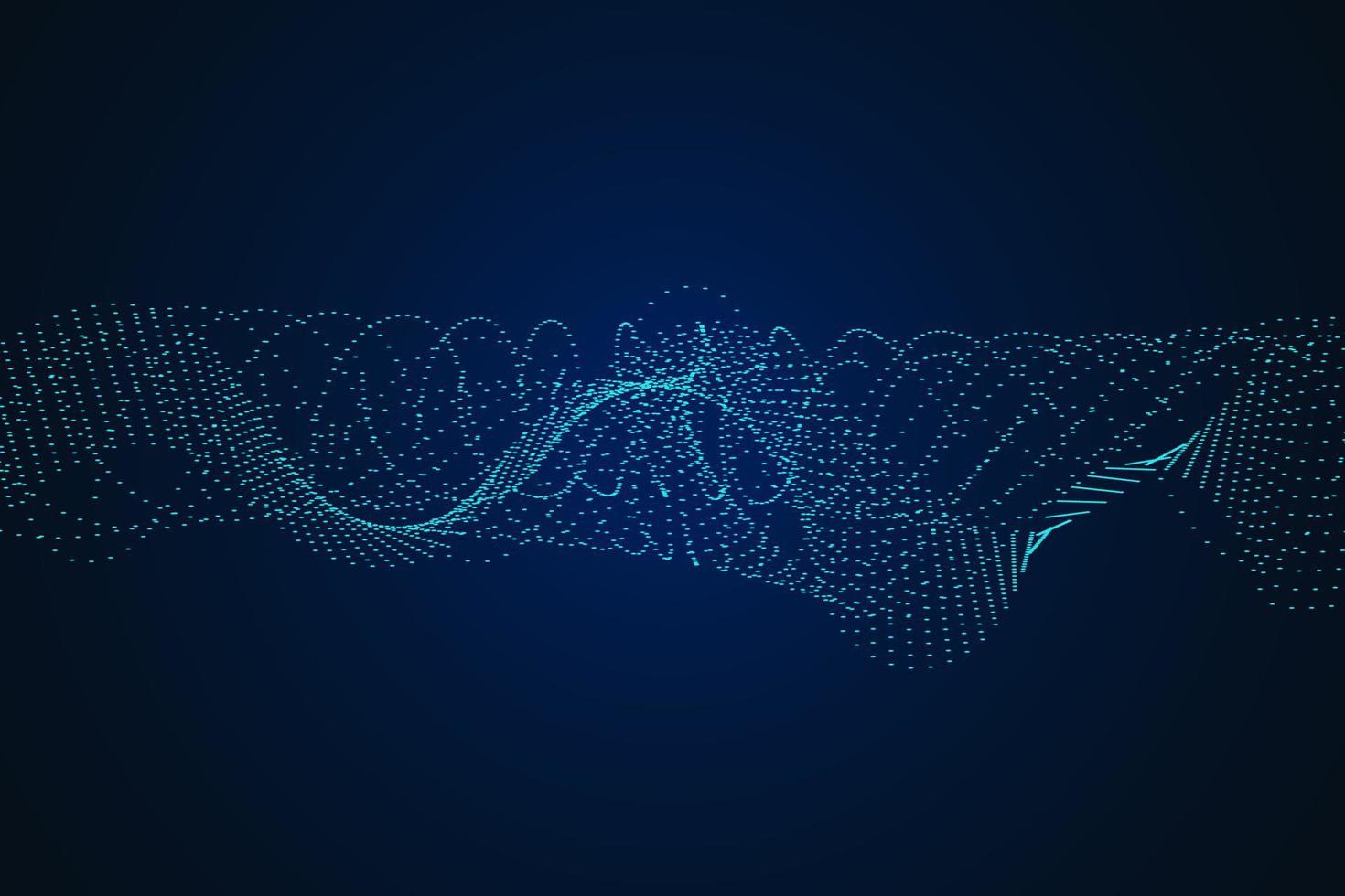 Sound wave illustration on a dark background. Abstract blue digital equalizer indicators. vector