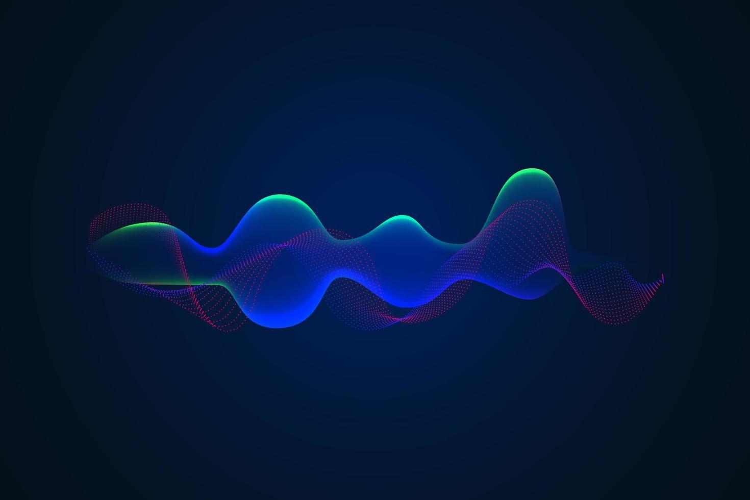 ilustración de ondas de sonido en un fondo oscuro. indicadores de ecualizador digital azul abstracto. vector
