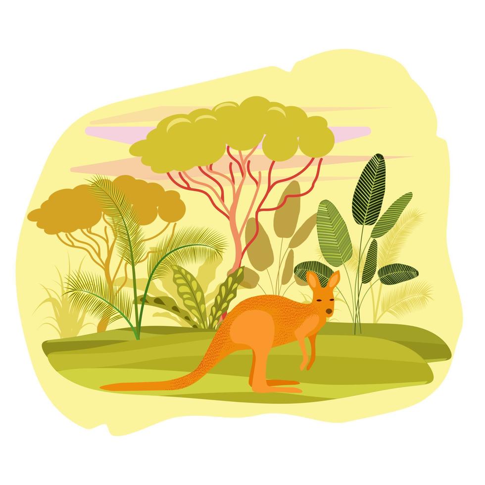 paisaje australiano. plantas, animales y árboles. vector
