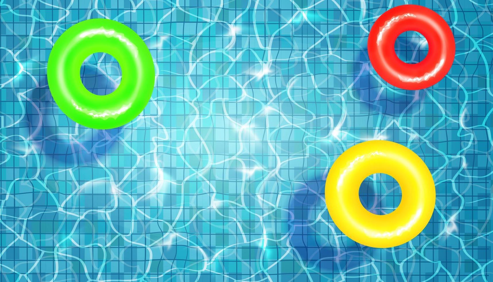 Swimming pool with blue water and circles. vector