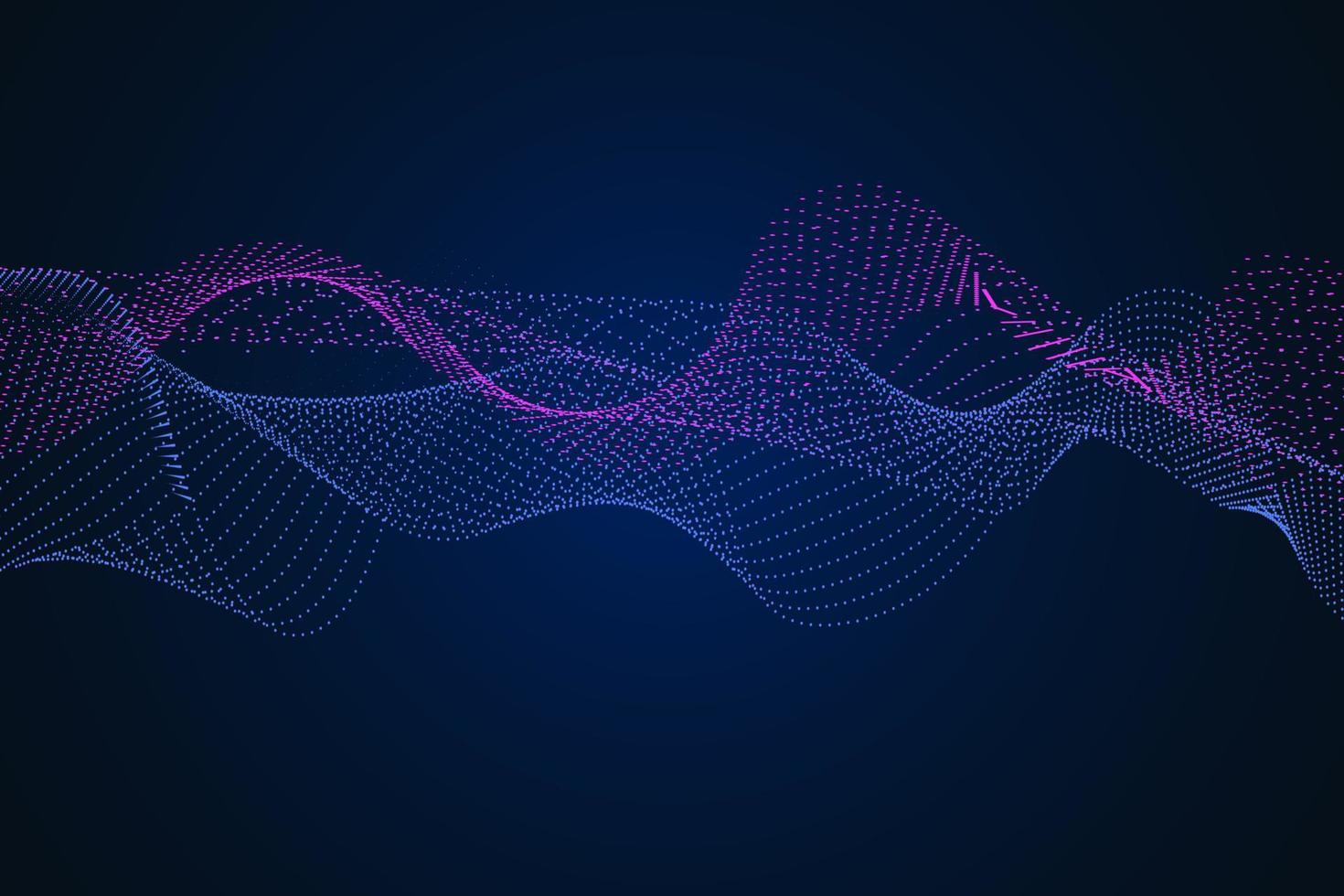Sound wave illustration on a dark background. Abstract blue digital equalizer indicators. vector