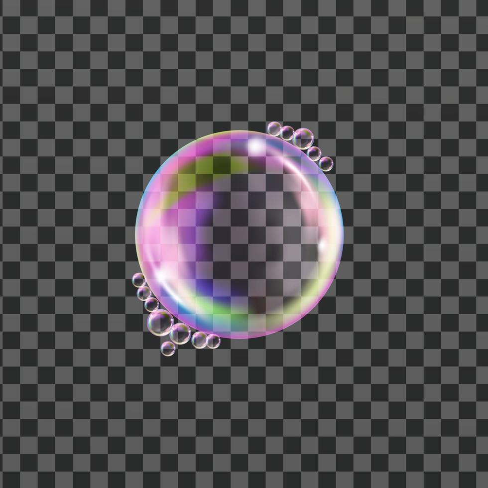 Set of transparent soap bubbles on checkered background.Reaistic colored balls.Vector texture. vector