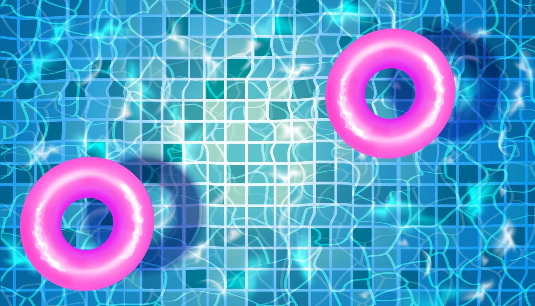 Swimming pool with blue water and circles. vector