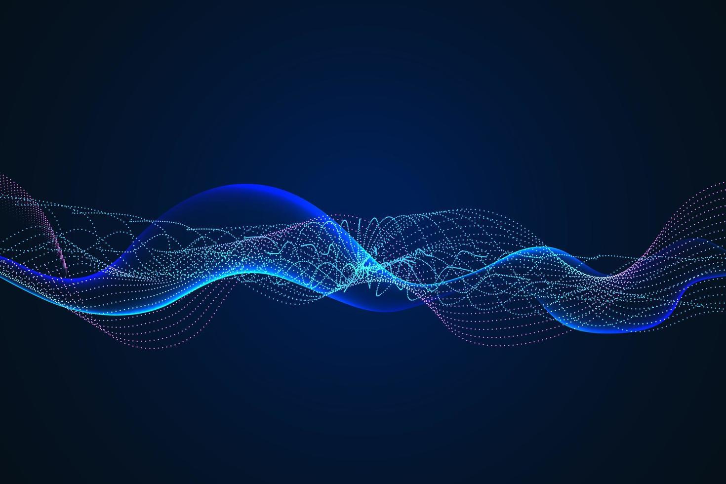 Sound wave illustration on a dark background. Abstract blue digital equalizer indicators. vector