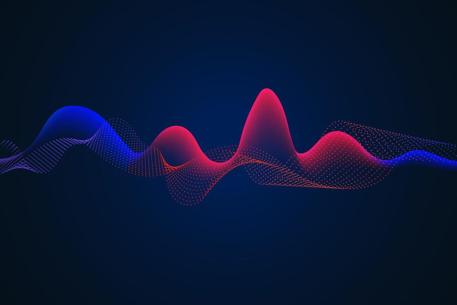 Sound wave illustration on a dark background. Abstract blue digital equalizer indicators. vector
