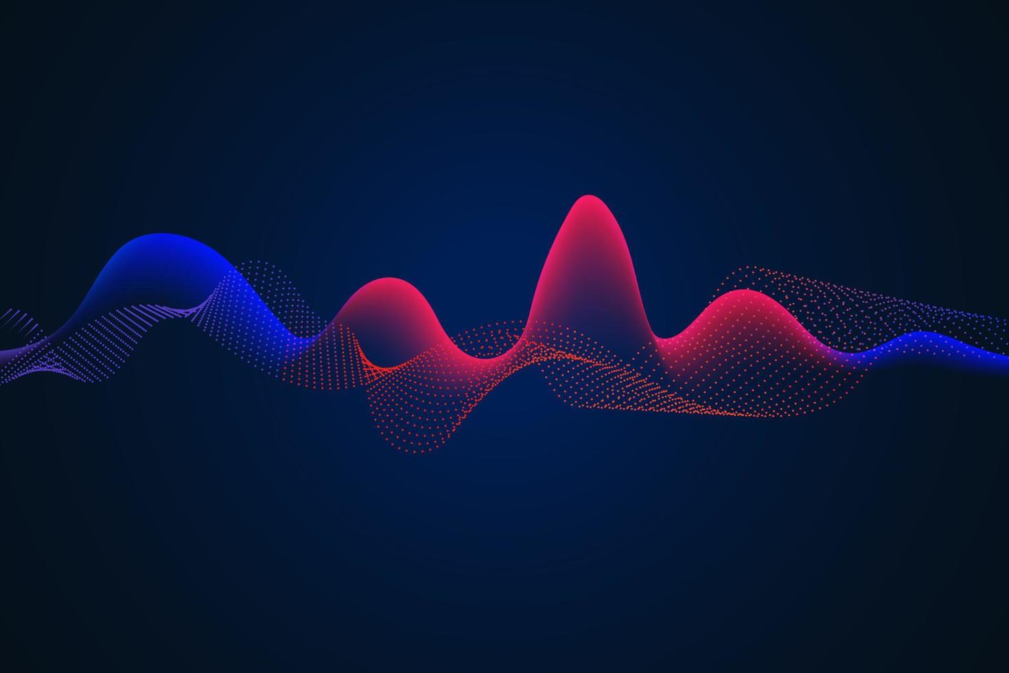 Sound wave illustration on a dark background. Abstract blue digital equalizer indicators. vector