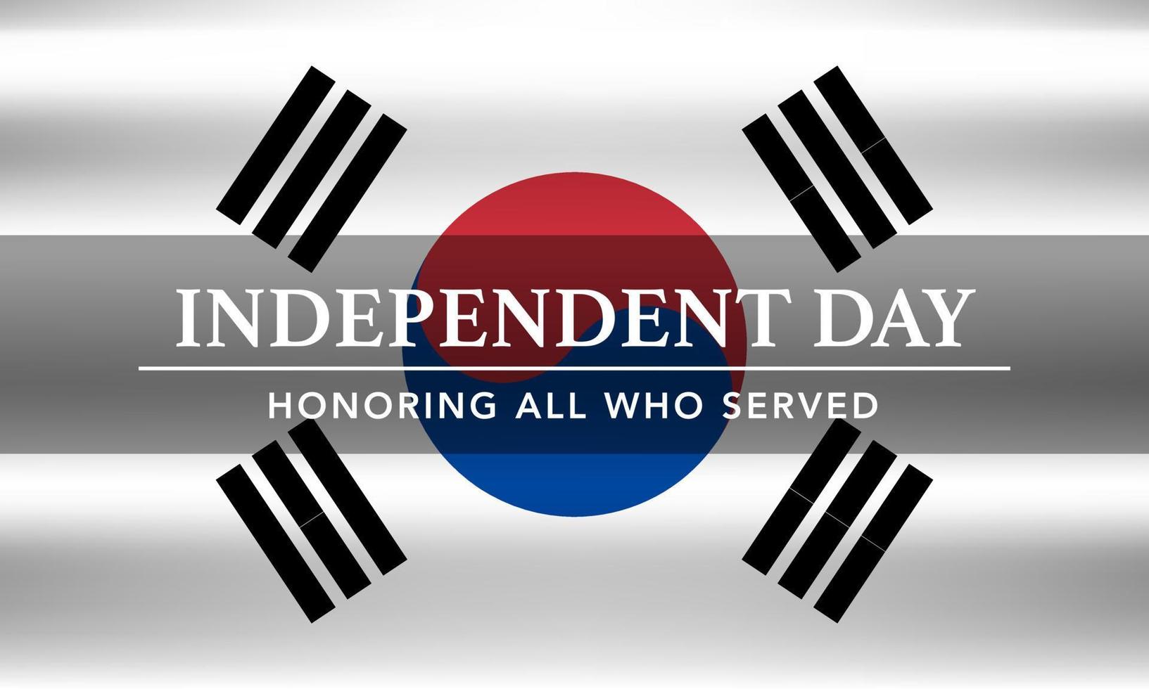 South Korea happy independence movement day vector banner, greeting card. Korean realistic wavy flag in 15th of August national patriotic holiday horizontal design