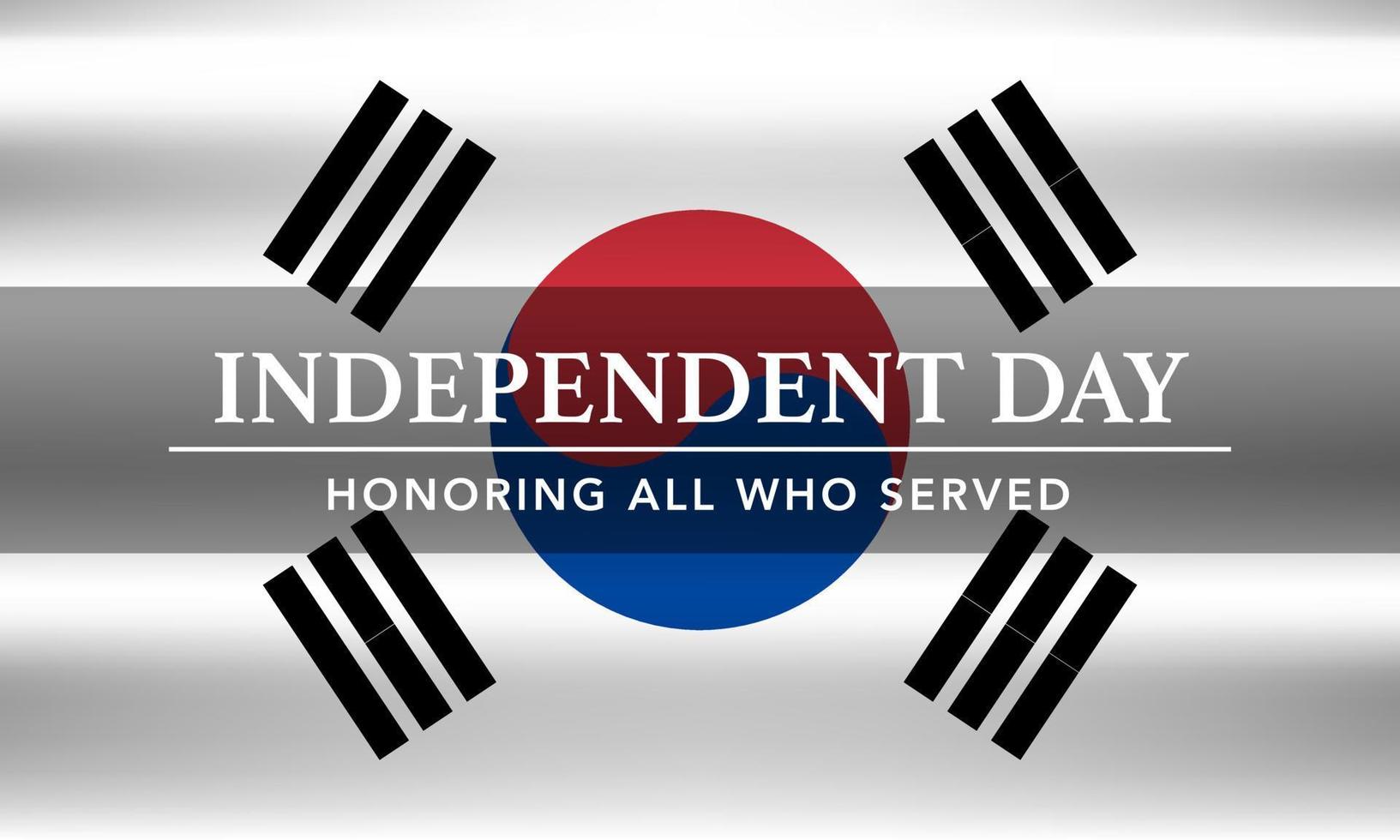 bandera del vector del día del movimiento de independencia feliz de corea del sur, tarjeta de felicitación. bandera ondulada realista coreana en el diseño horizontal de la fiesta patriótica nacional del 15 de agosto