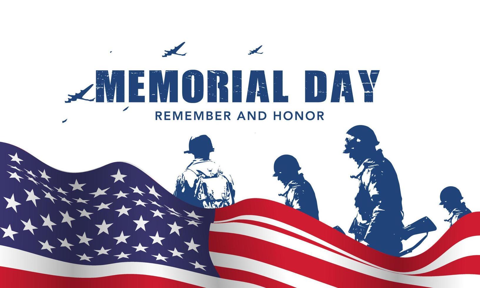 Memorial Day Background Design. Honoring All Who Served. Vector Illustration.