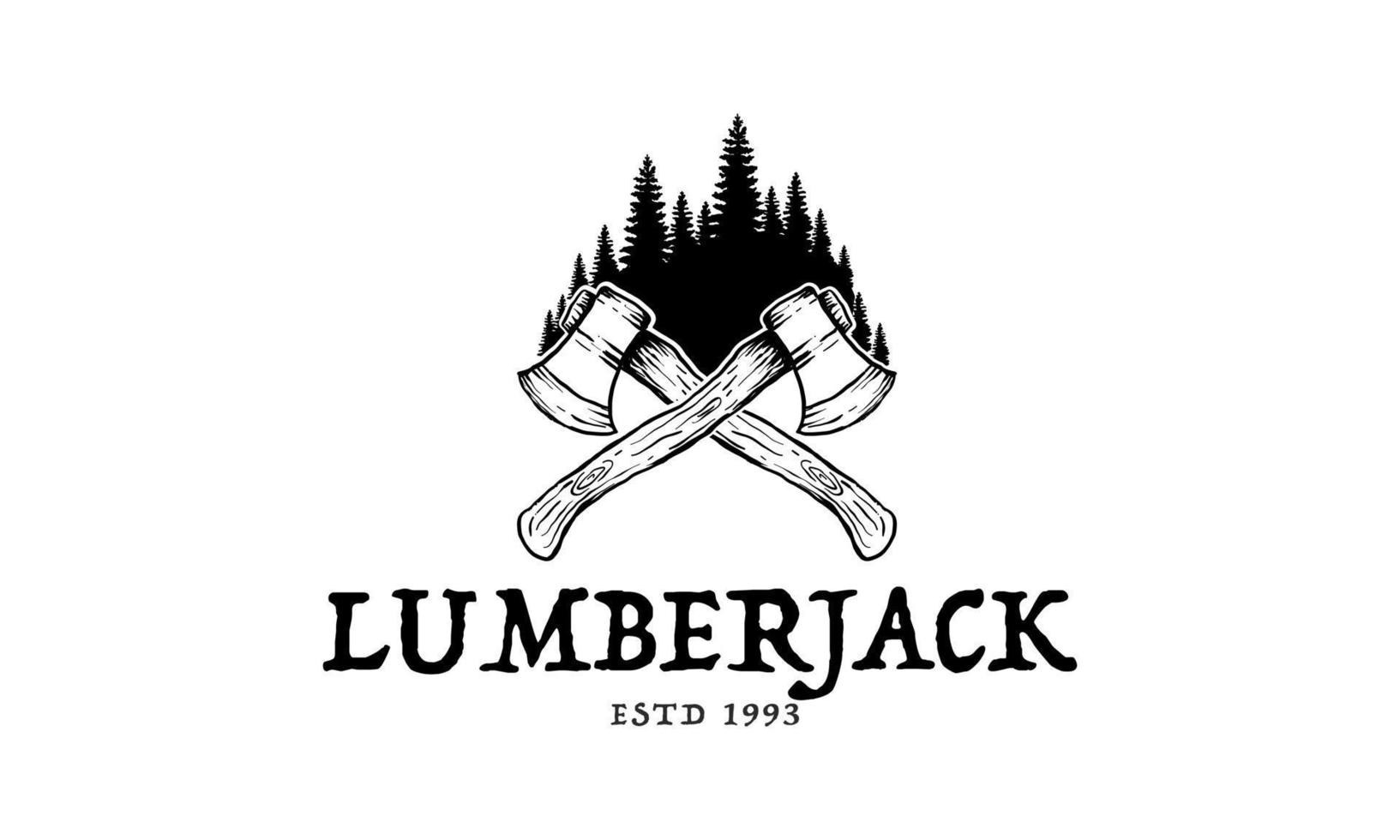 Vintage Lumberjack logo design template - vector illustration