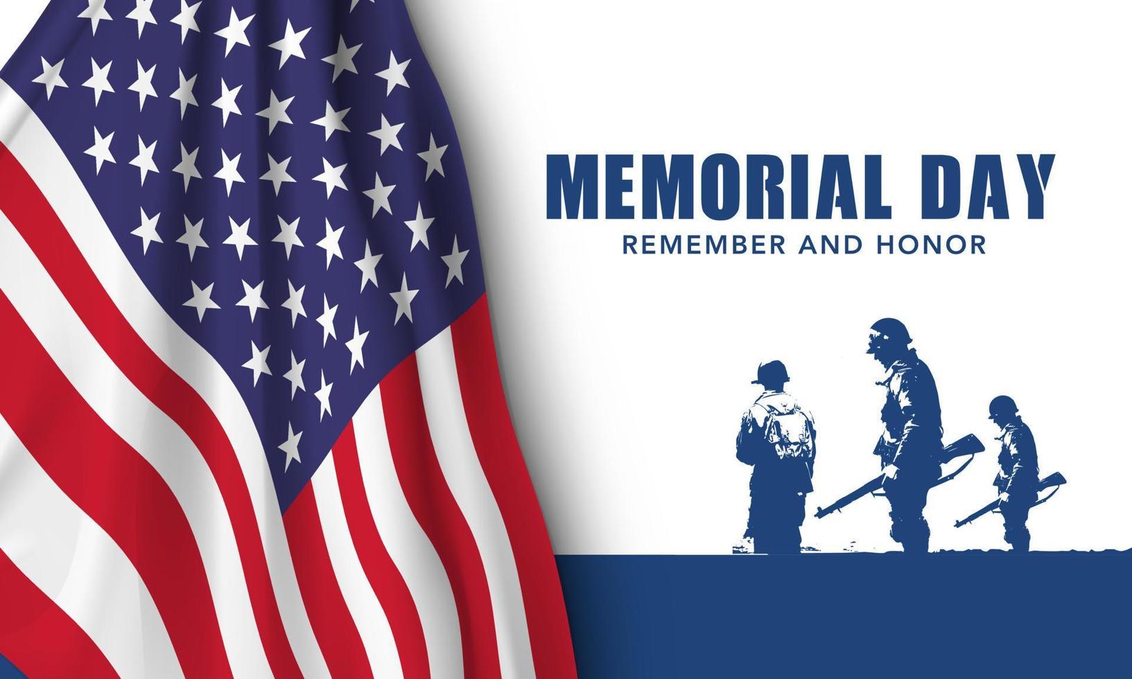 Memorial Day Background Design. Honoring All Who Served. Vector Illustration.