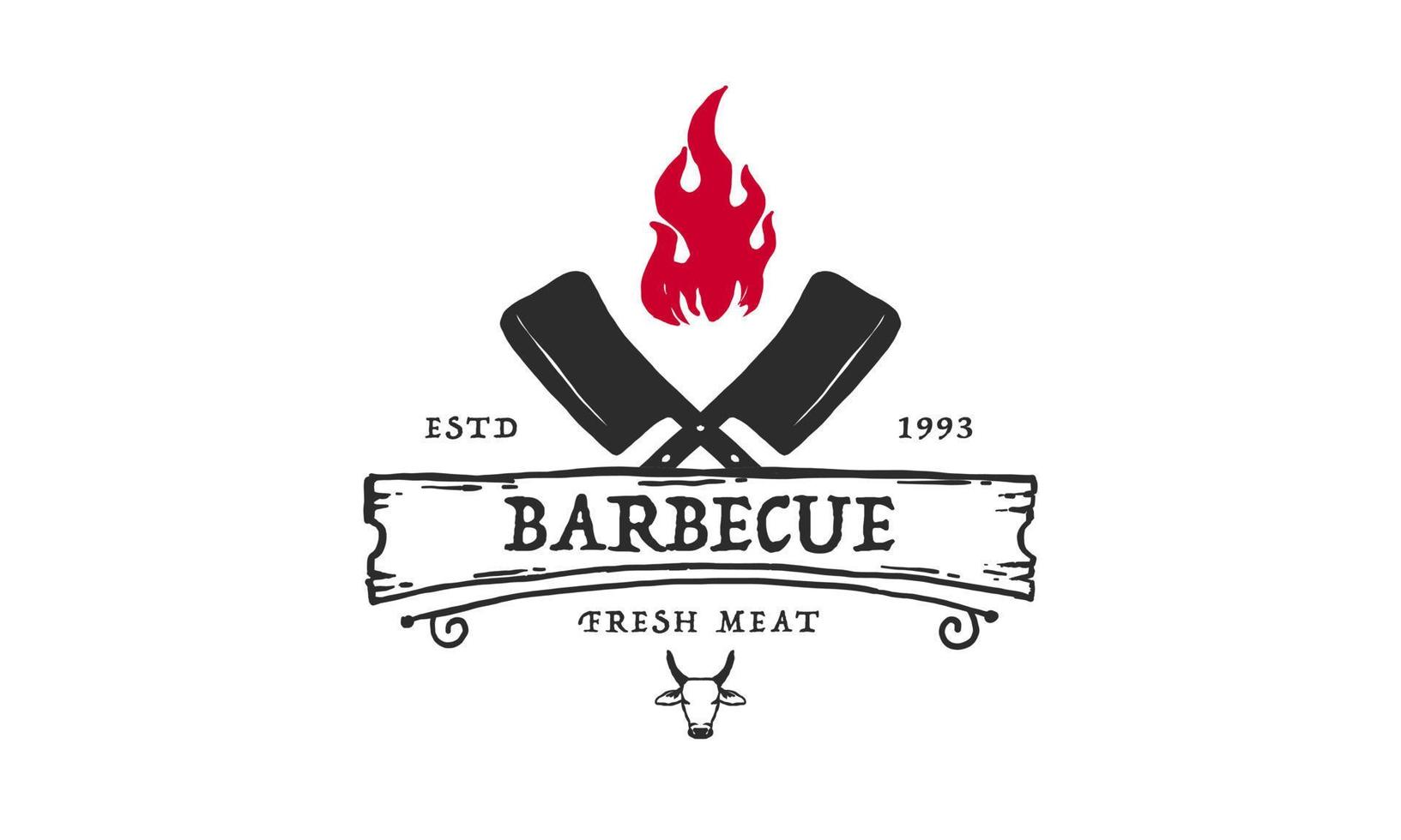 restaurante barbacoa - concepto de logotipo minimalista. logo de barbacoa, ilustración vetor vector