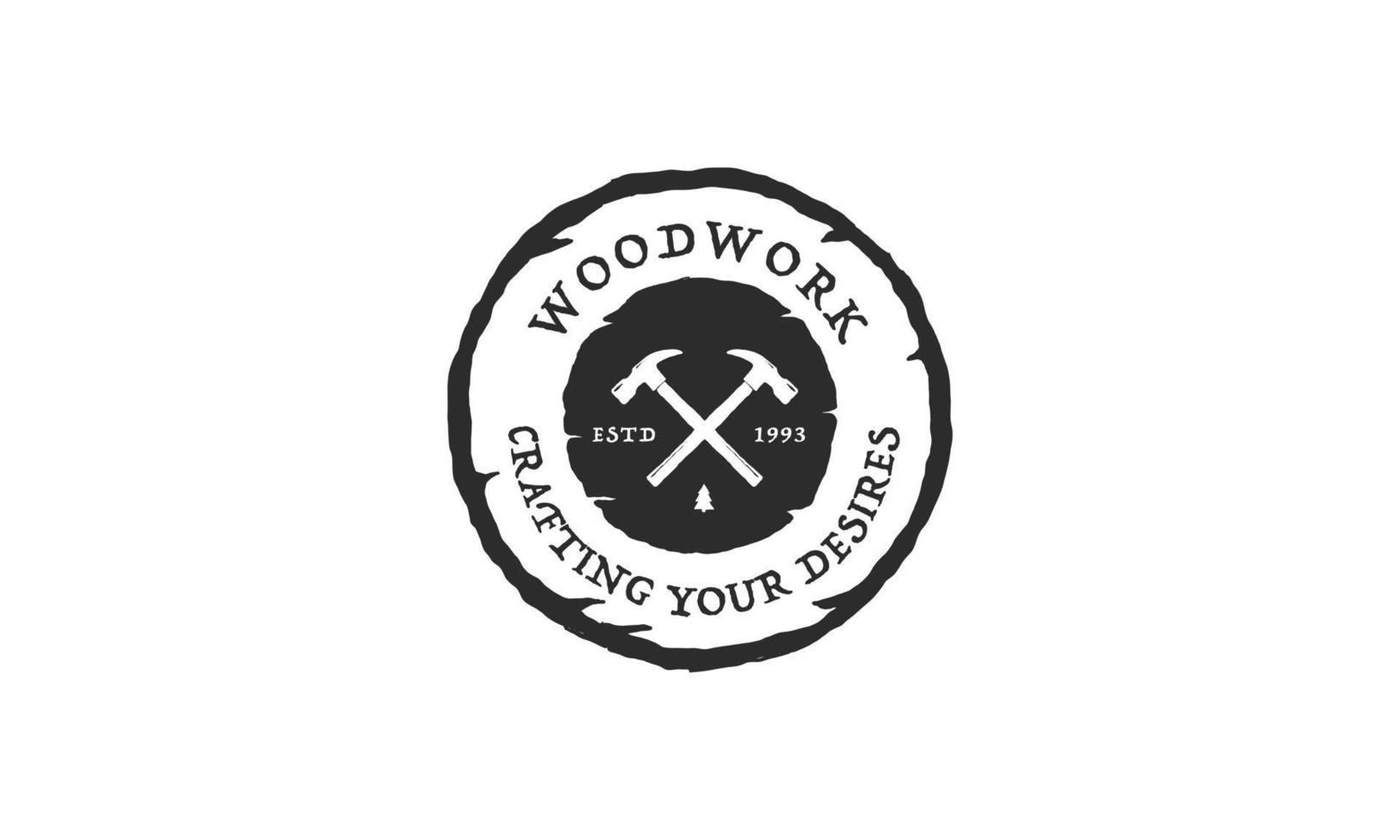 Wood work logo design template.creative badge for woodwork company. vector
