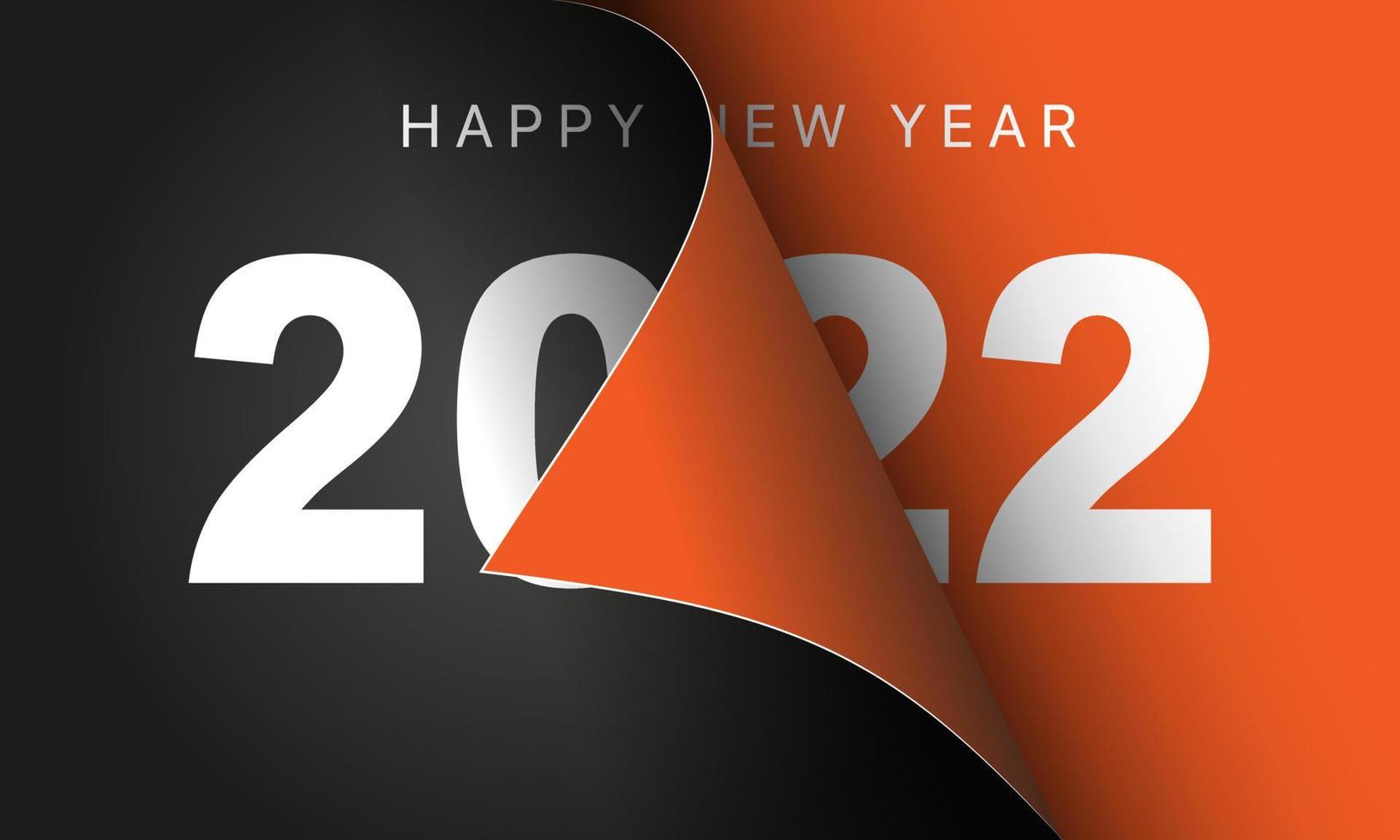 Happy New Year 2022  greeting card design template. End of 2021 and beginning of 2022. The concept of the beginning of the New Year. The calendar page turns over and the new year begins. vector