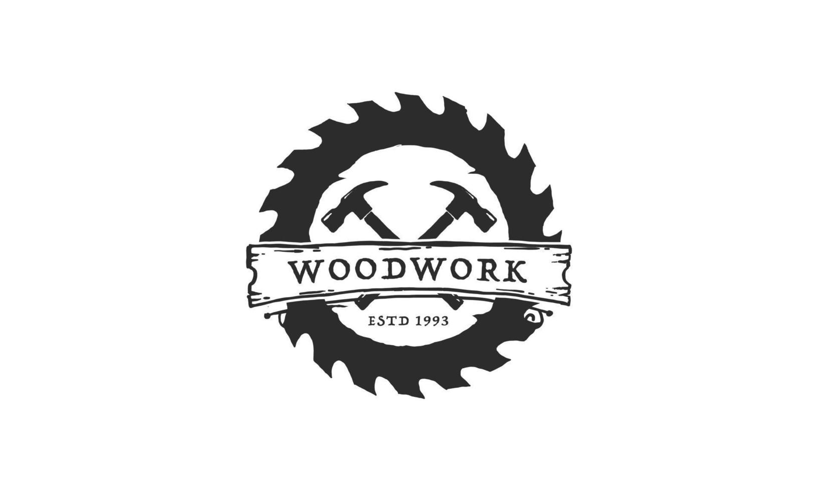 Wood work logo design template.creative badge for woodwork company. vector