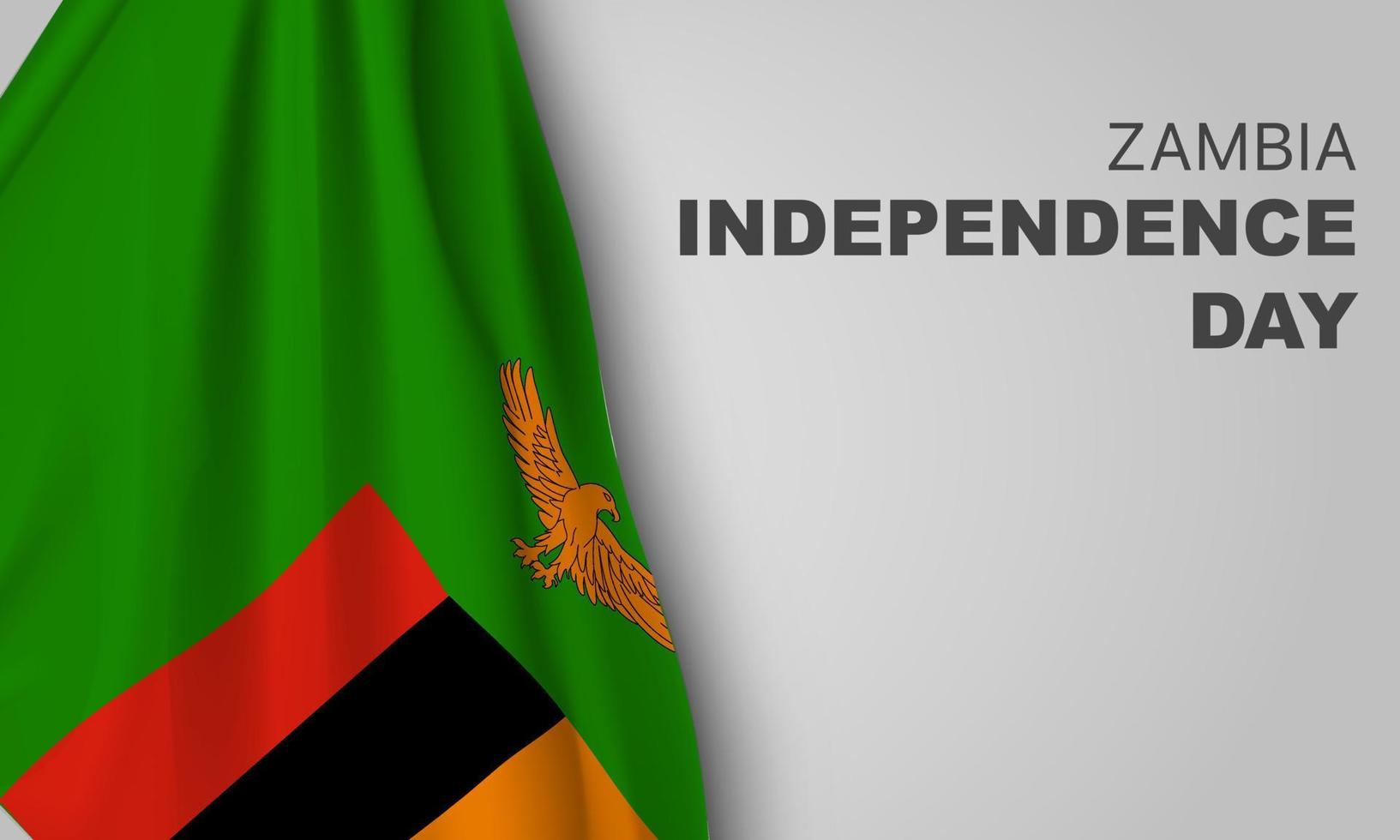 tarjeta de felicitación del feliz día de la independencia de zambia, pancarta con ilustración de vector de texto de plantilla. fiesta conmemorativa de zambia 24 de octubre elemento de diseño con bandera 3d con rayas